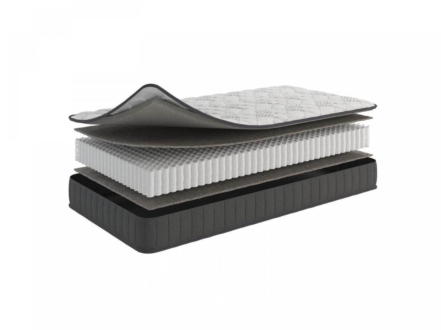 Twin , 9 inch , Firm , Hybrid Mattress with Pocket Coil core from Dulce Luxe by Ottomanson showing the layers detail.