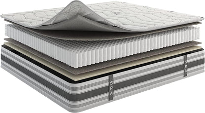 Full , 12 inch , Firm , Hybrid Mattress with Pocket Coil core from Dulce Deluxe by Ottomanson showing the layers detail.