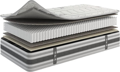 Twin , 12 inch , Firm , Hybrid Mattress with Pocket Coil core from Dulce Deluxe by Ottomanson showing the layers detail.